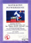 Wyróżnienie i dyplom za działalność Jasielskiej Powiatowej Koziej Rady, powołanej przy MBP w Jaśle z okazji 70. rocznicy urodzin Koziołka Matołka