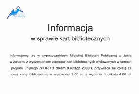 Informacja w sprawie kart bibliotecznych