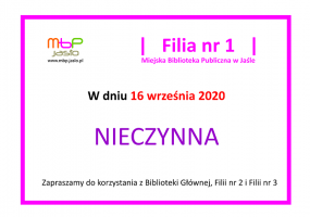 16 września 2020 Filia nr 1 - NIECZYNNA