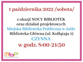 1 października Biblioteka Główna czynna 8:00-21:30